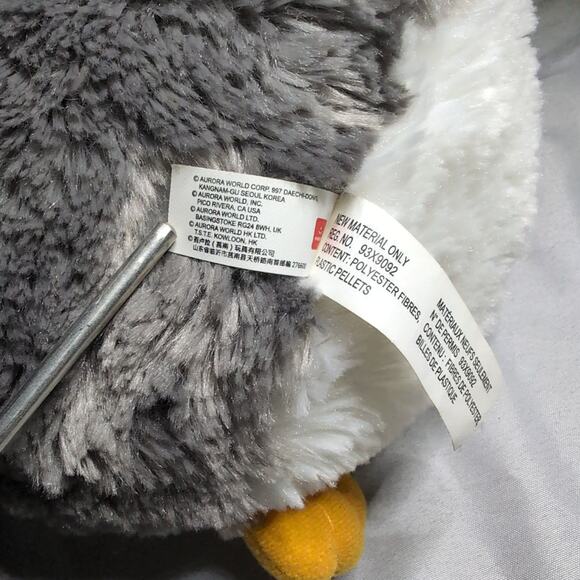 Aurora Destination Nation Penguin Baby Plush Stuffed Animal Grey White Soft - Picture 11 of 12